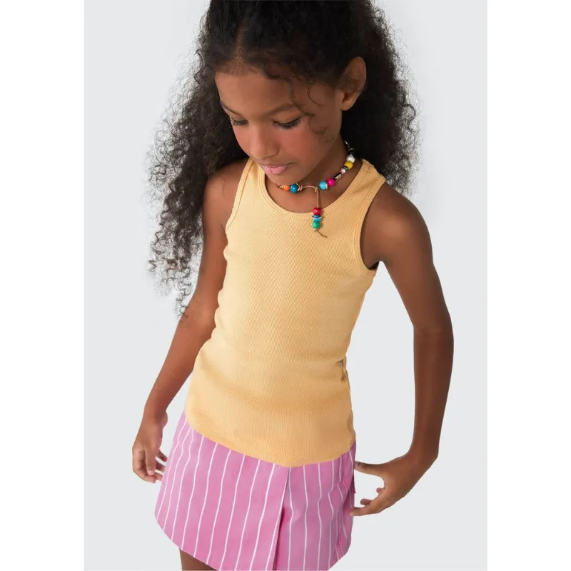 Regata Básica Infantil Menina Em Ribana Tam 1 a 16 - Amarelo 006