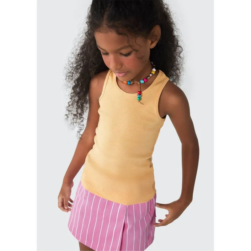 Regata Básica Infantil Menina Em Ribana Tam 1 a 16 - Amarelo 010