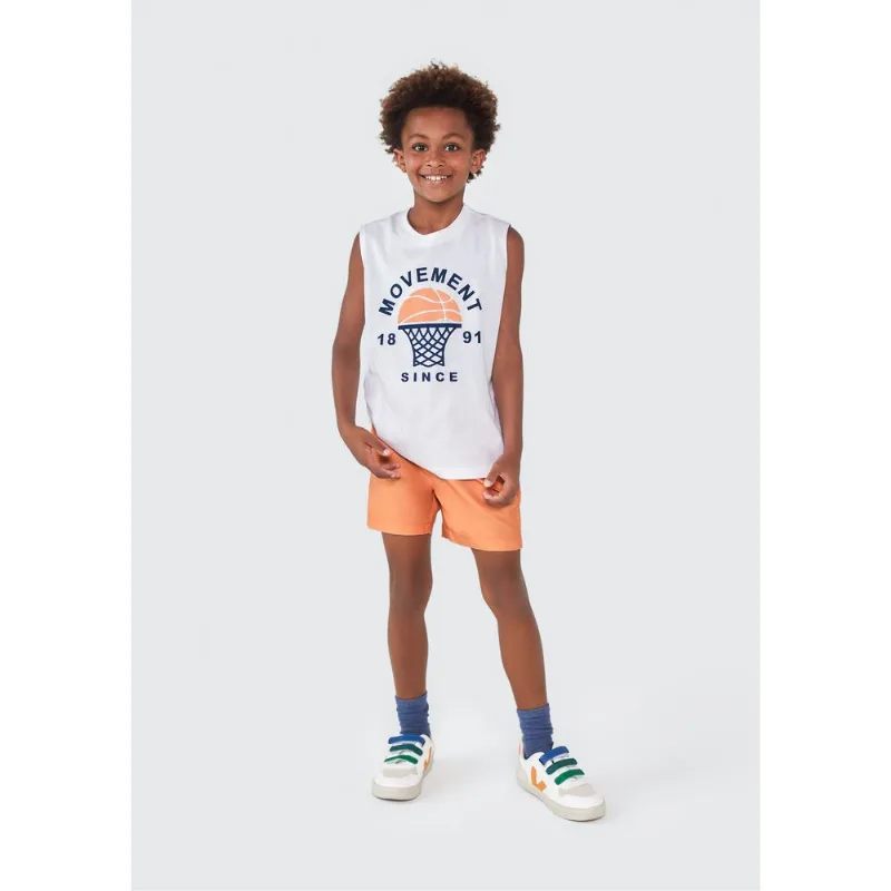 Regata Infantil Menino Em Malha De Algodão Com Estampa - Off white 014