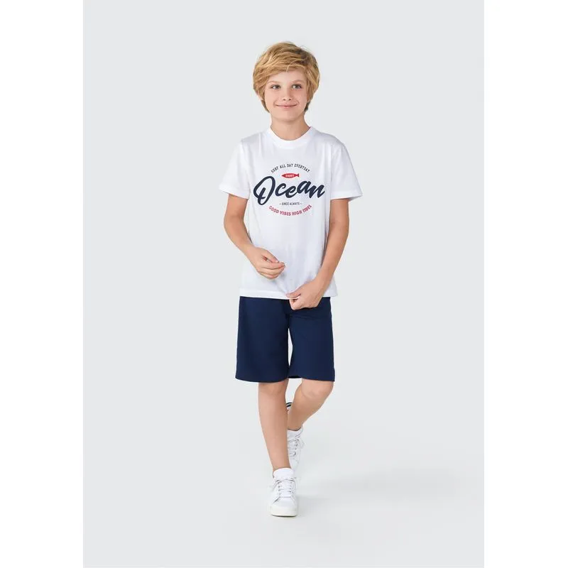 Conjunto Infantil Menino Curto Com Estampa - Branco 010
