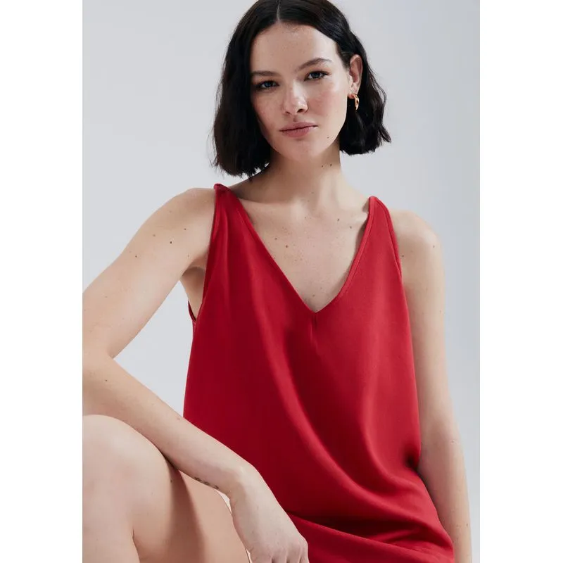 Regata Feminina Em Tecido Creponado - Vermelho M