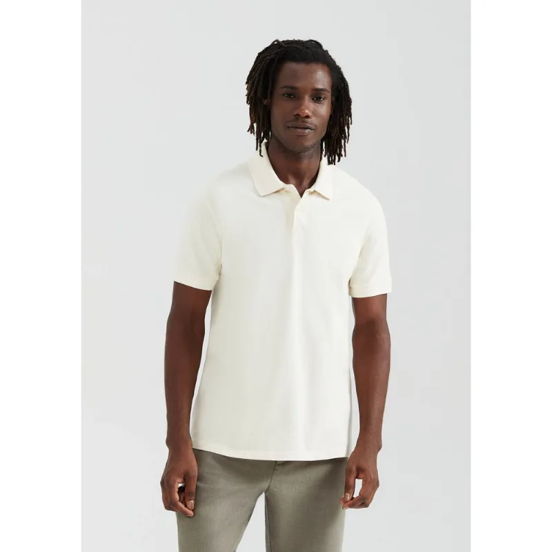 Camisa Polo Básica Masculina Manga Curta Em Piquet - Creme G