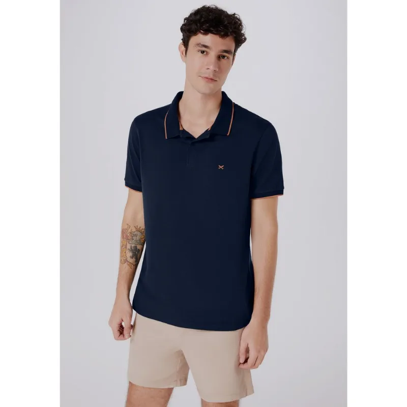 Camisa Polo Básica Masculina Super Cotton Com Bordado - Azul G