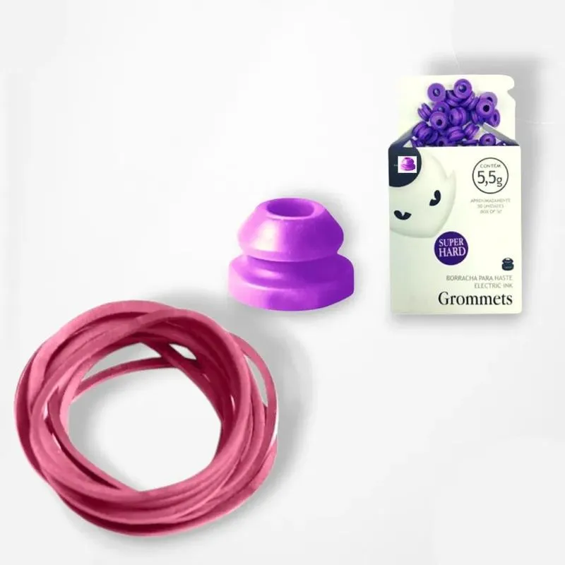 10x Kit 50un Borracha Grommet + 10un Borracha Elástica Tatt