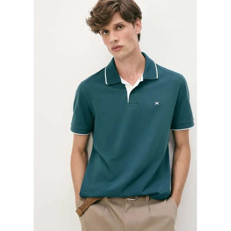 Camisa Polo Básica Masculina Em Piquet Com Bordado - Verde EXG