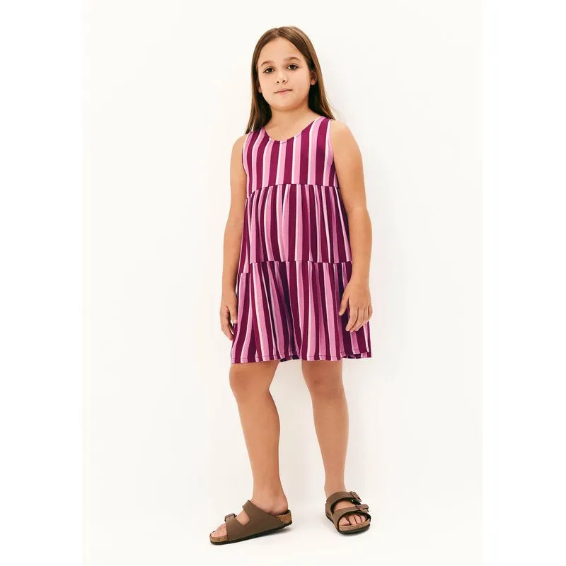 Macaquinho Regata Infantil Menina Godê Em Viscose - Rosa 008
