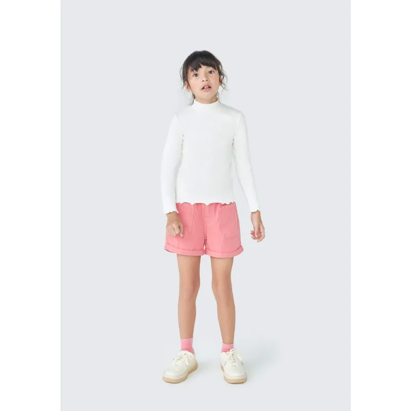 Shorts Infantil Menina Clochard Em Sarja - Rosa 008