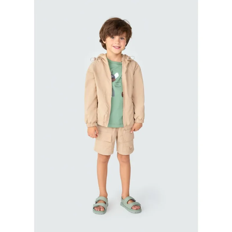 Jaqueta Infantil Menino Toddler Com Capuz - Marrom 002
