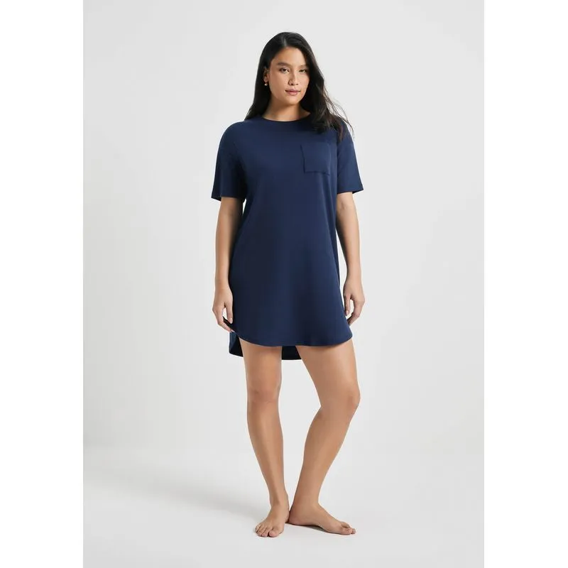 Camisola Manga Curta Com Bolso - Azul XG