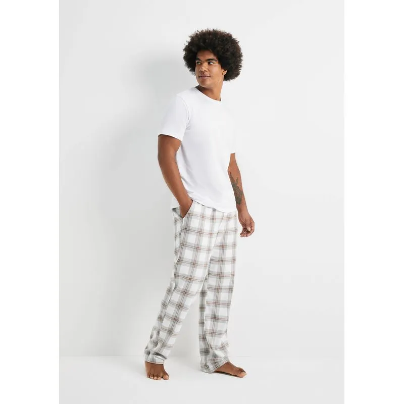 Pijama Longo Masculino Estampado - Off white P