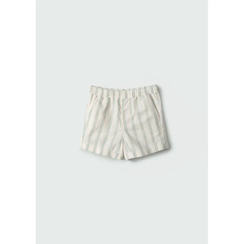 Shorts Bebê Menino Com Linho - Off white 09M