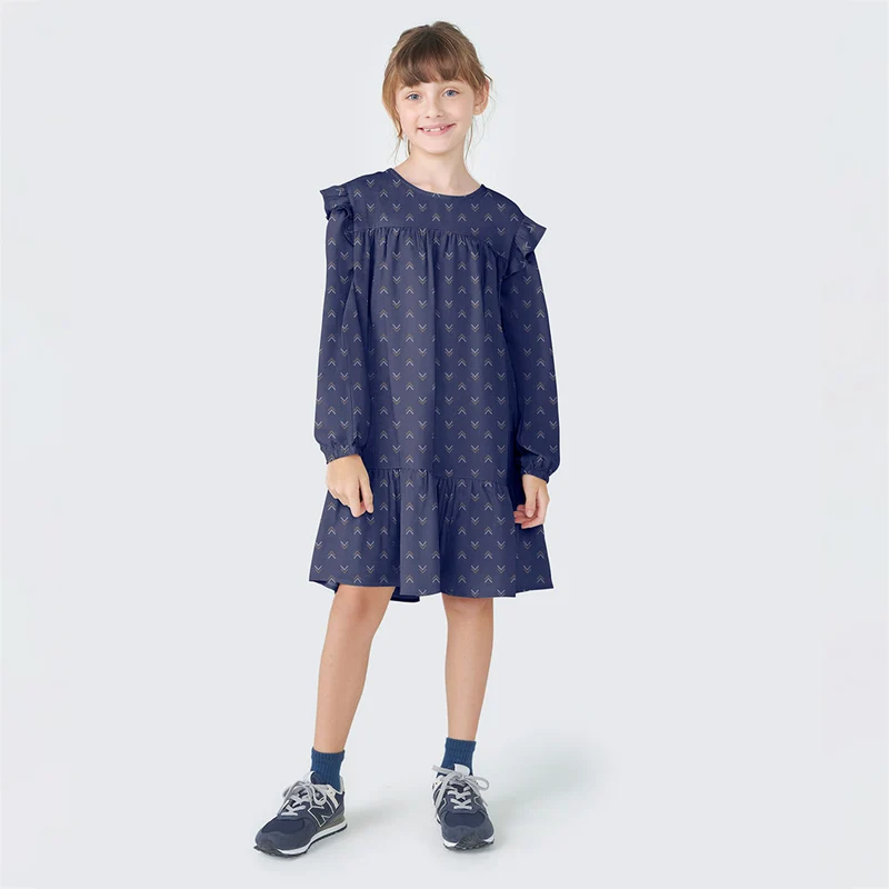 Vestido Meia Manga com Babados Estampados Hering Infantil - Feminino 12 / Menina