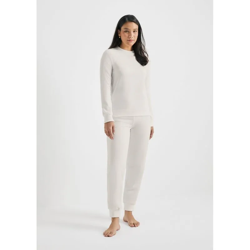 Pijama Longo Feminino Em Moletinho Peluciado - Off white P