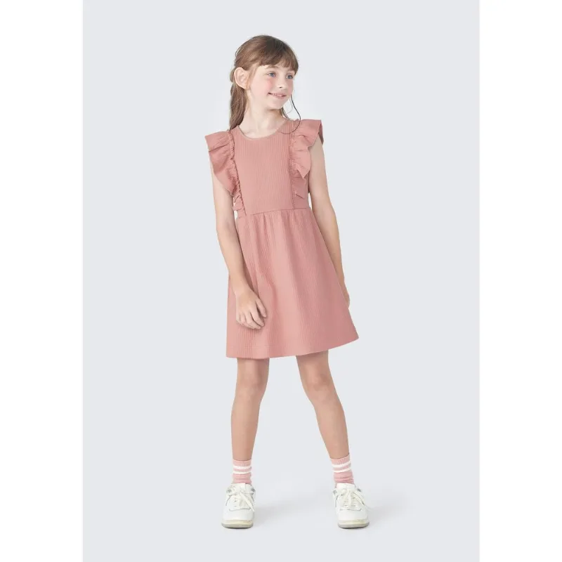 Vestido Curto Infantil Com Babados - Rosa 006