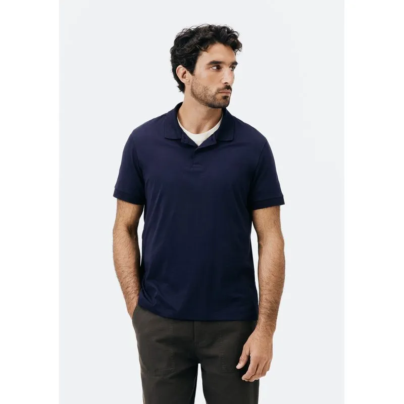 Camisa Polo Básica Masculina Manga Curta Pima - Azul EXG