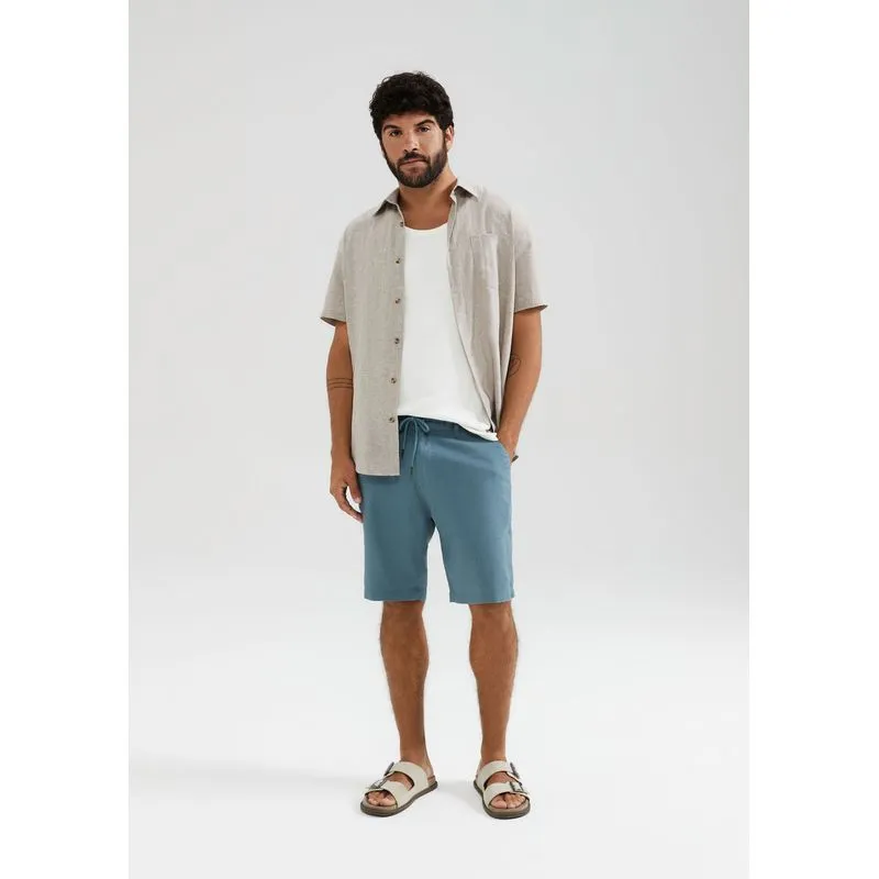 Bermuda Básica Masculina Chino Em Linho - Azul 038