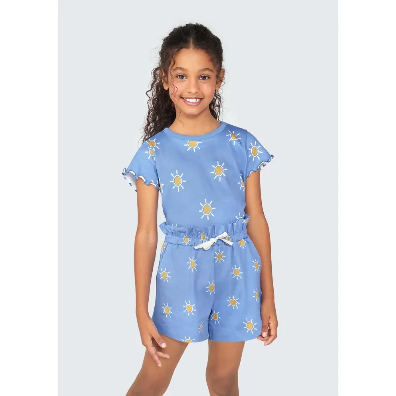 Shorts Básico Infantil Menina Clochard Estampado - Azul 012