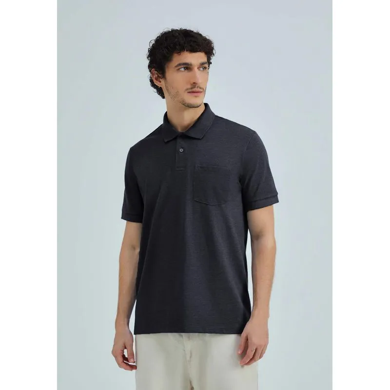 Camisa Polo Básica Masculina Em Piquet Com Bolso - Azul G