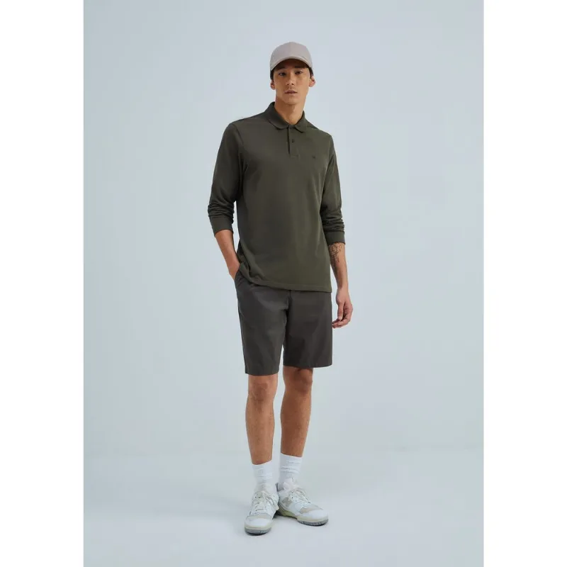 Camisa Polo Masculina Manga Longa Em Piquet - Verde XG