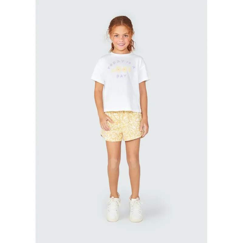Conjunto Infantil Menina Curto Estampado - Off white 006