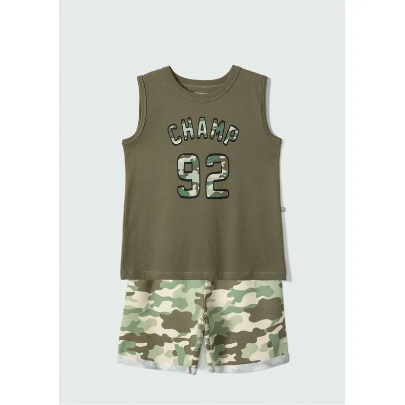 Conjunto Curto Infantil Menino Com Estampa - Verde 008