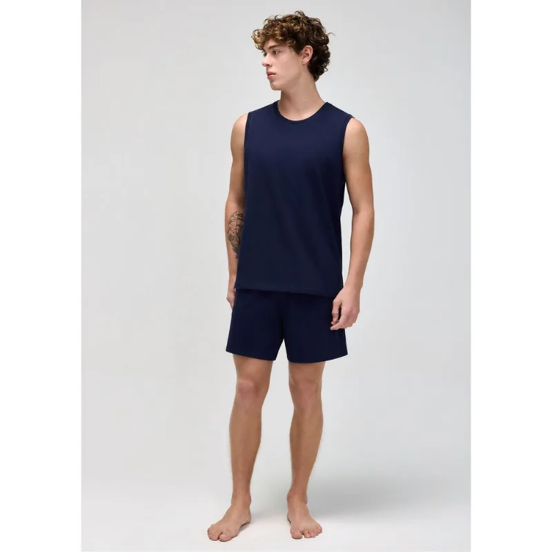 Pijama Curto Masculino Básico Em Algodão - Azul P