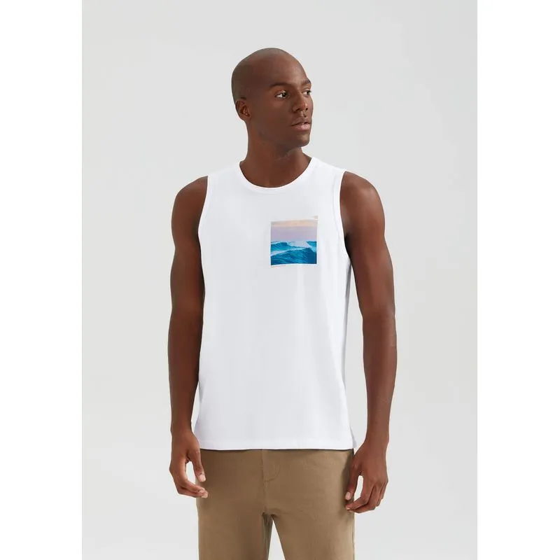 Regata Básica Masculina Regular Com Estampa - Branco P