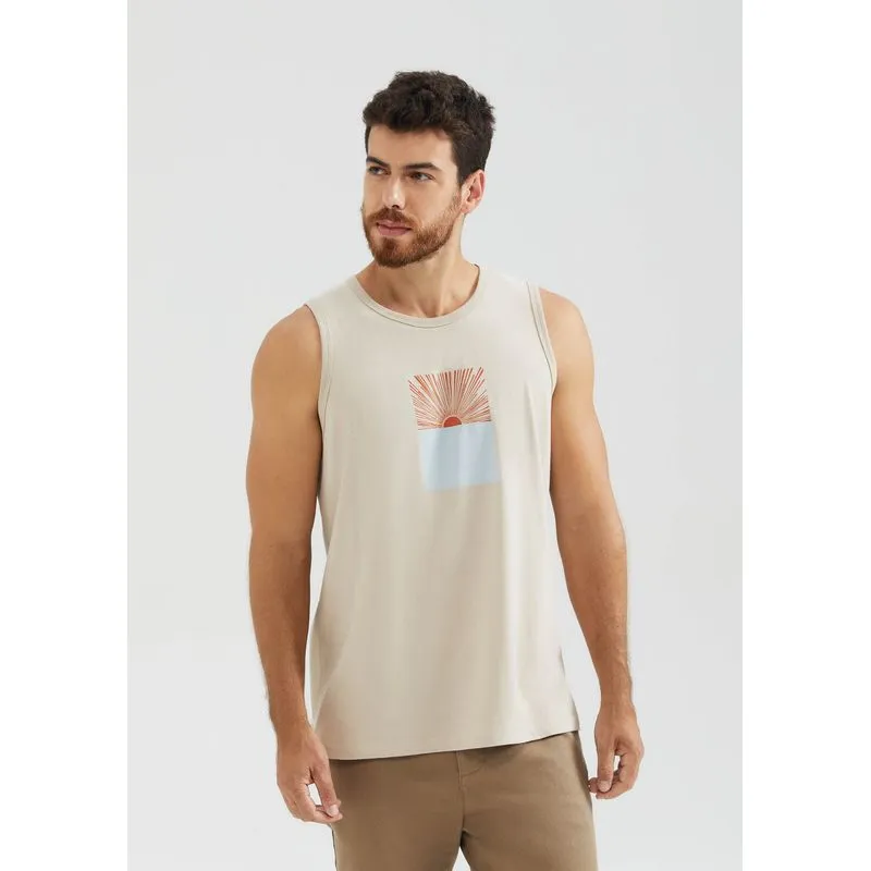 Regata Básica Masculina Regular Com Estampa - Bege XG