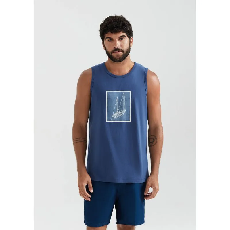 Regata Básica Masculina Regular Com Estampa - Azul M