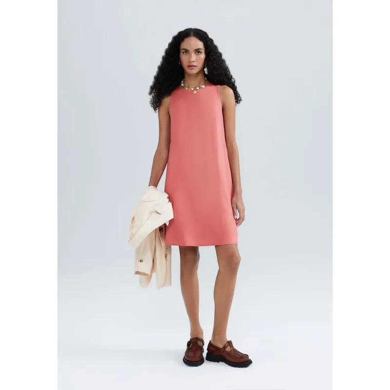 Vestido Básico Curto Trapézio Em Viscose - Rosa XG