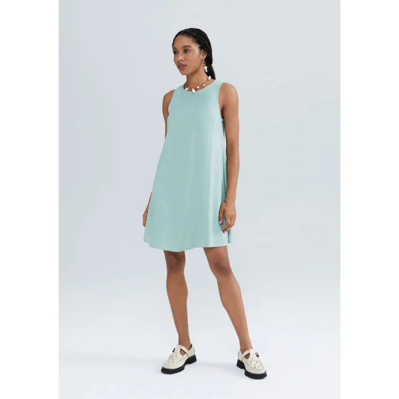 Vestido Básico Curto Trapézio Em Viscose - Verde XG