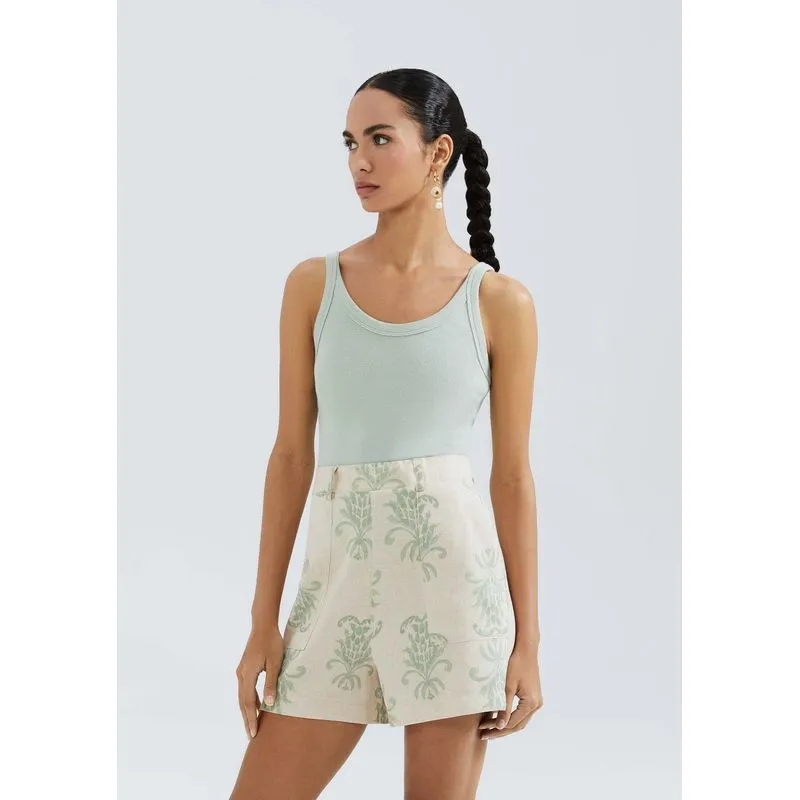 Regata Básica Feminina Slim Rib - Verde G