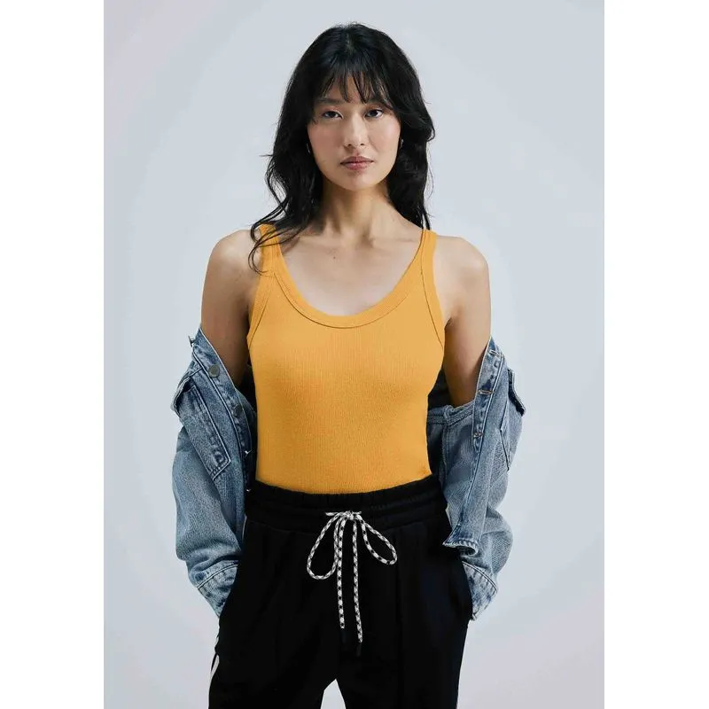 Regata Básica Feminina Slim Rib - Laranja XG