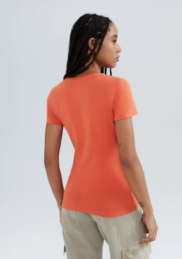 Blusa Básica Hering Decote V Feminina - Laranja XP
