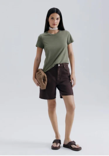 Blusa Básica Hering Feminina - Verde Militar EXG