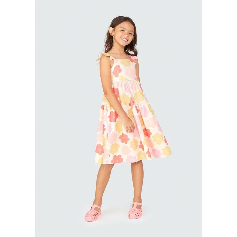 Vestido Regata Infantil Com Linho - Rosa 006