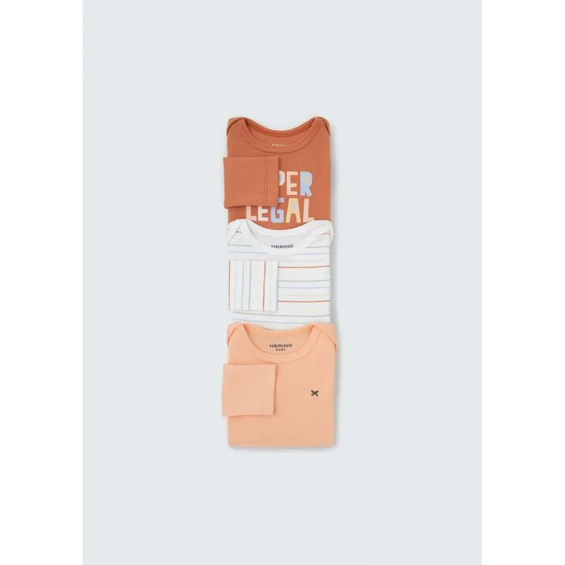Kit Com 3 Bodies Bebê Menino Manga Longa Em Ribana - Multicolorido 03M