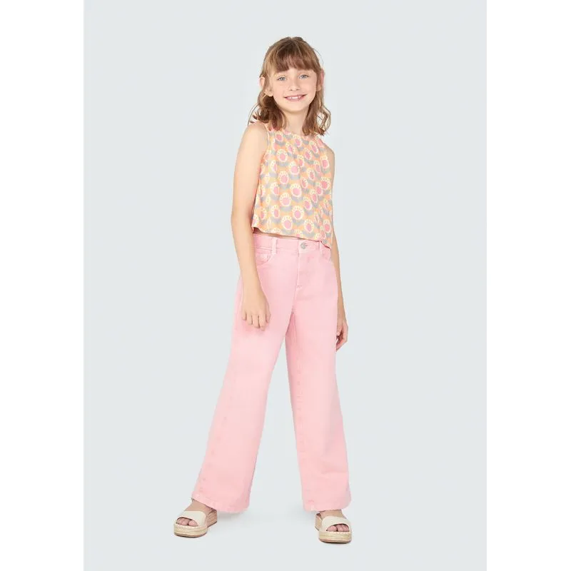 Regata Cropped Infantil Menina Em Viscose - Laranja 014
