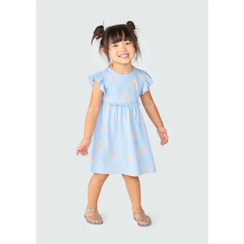 Vestido Infantil Toddler Com Babado - Azul 003