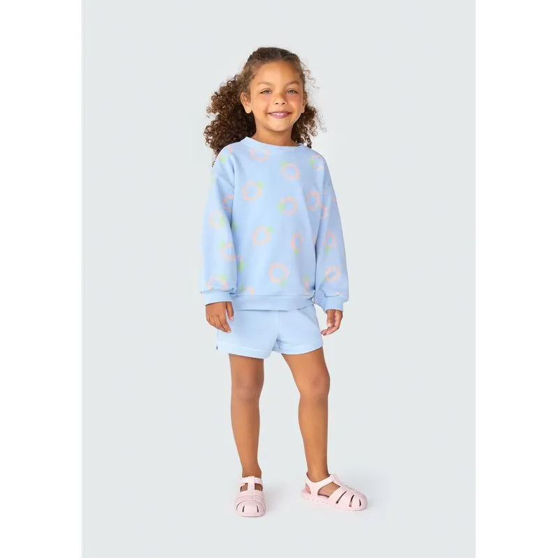 Conjunto Longo Infantil Menina Toddler Em Moletom - Azul 004