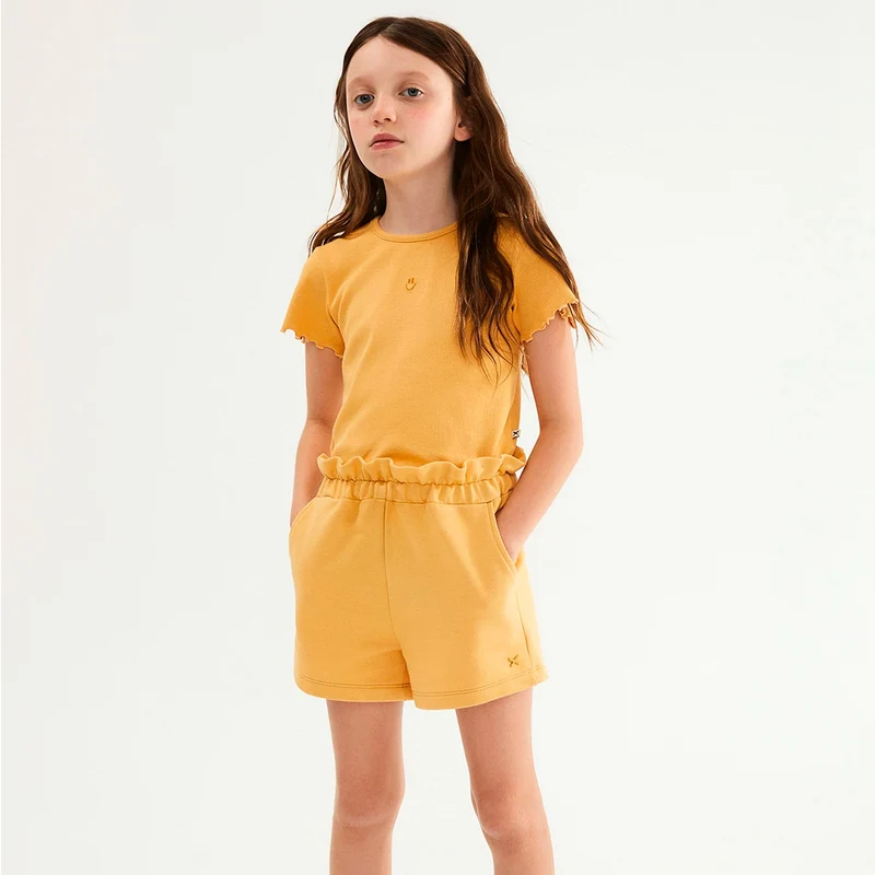 Shorts Clochard Hering Kids Feminino - Amarelo 10 / Menina