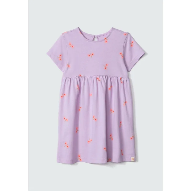 Vestido Infantil Toddler Manga Curta Estampado - Roxo 001