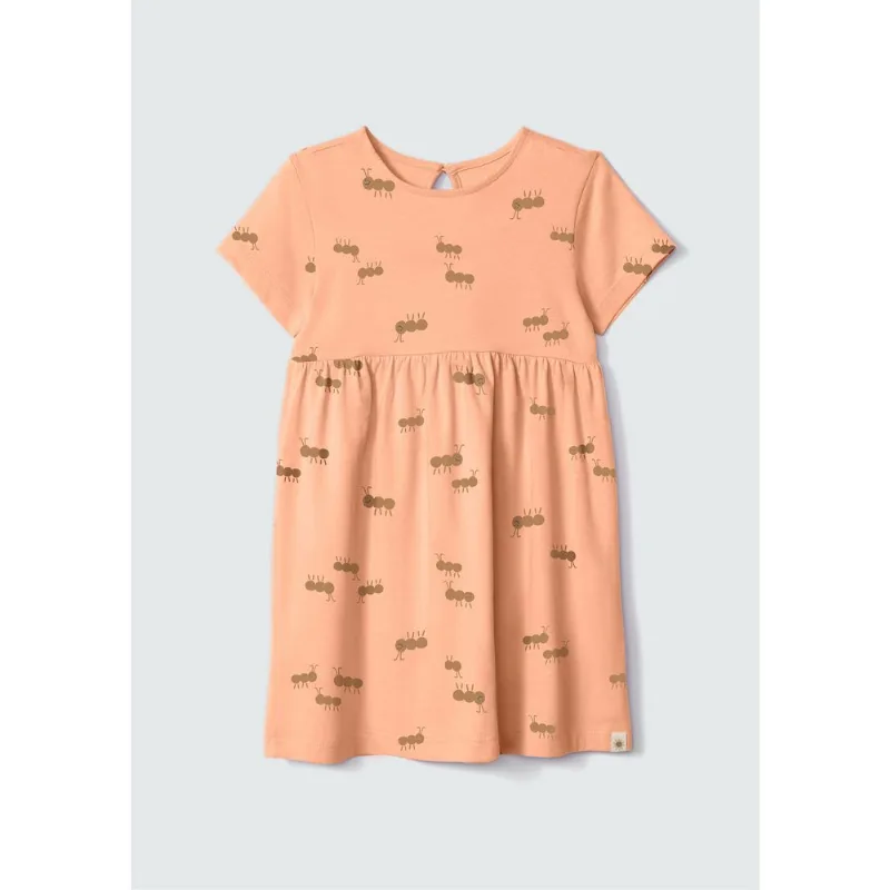 Vestido Infantil Toddler Manga Curta Estampado - Laranja 003