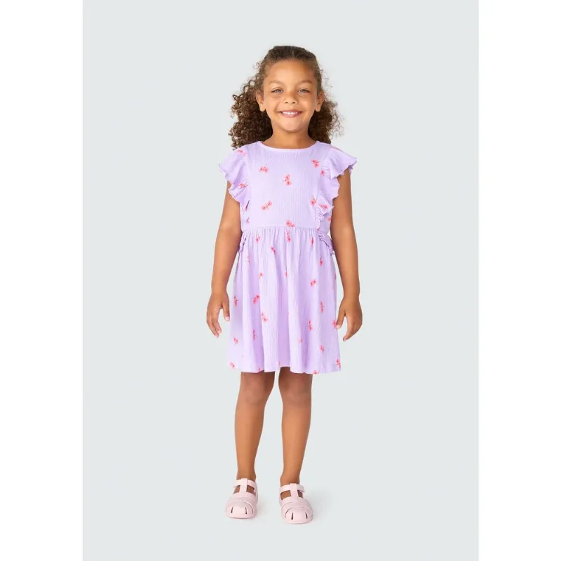 Vestido Infantil Toddler Com Babado - Roxo 003