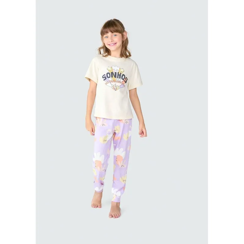 Pijama Infantil Menina Regular Com Estampa - Amarelo 010