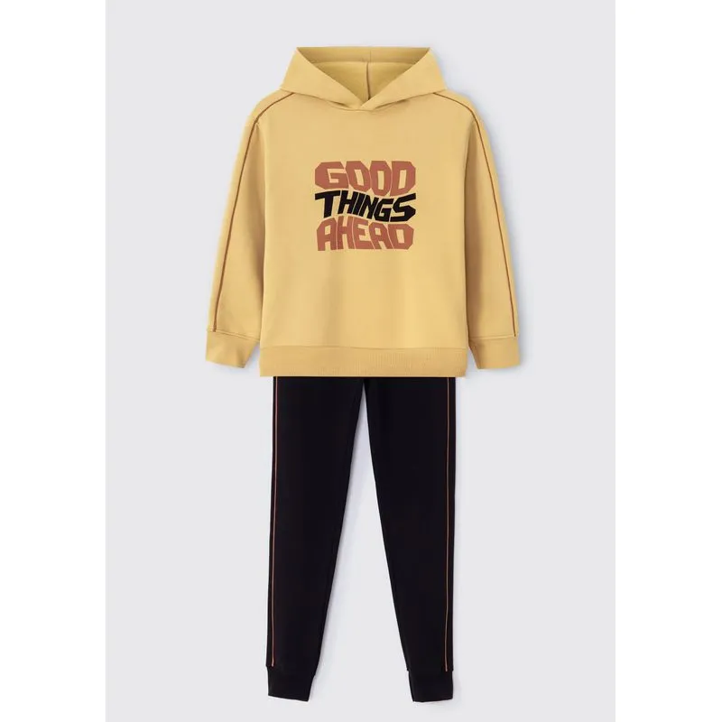 Conjunto Infantil Menino Em Moletom Peluciado - Amarelo 012