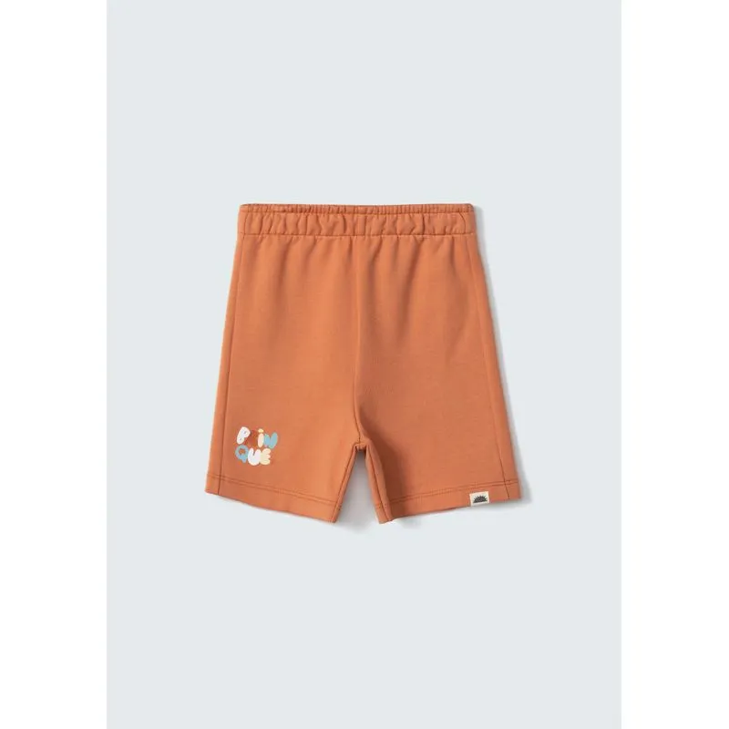 Shorts Básico Infantil Menino Toddler Com Estampa - Marrom 002