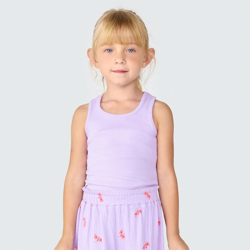 Camiseta Regata Básica Canelada Lilás Hering Infantil - Feminina 04 / Menina