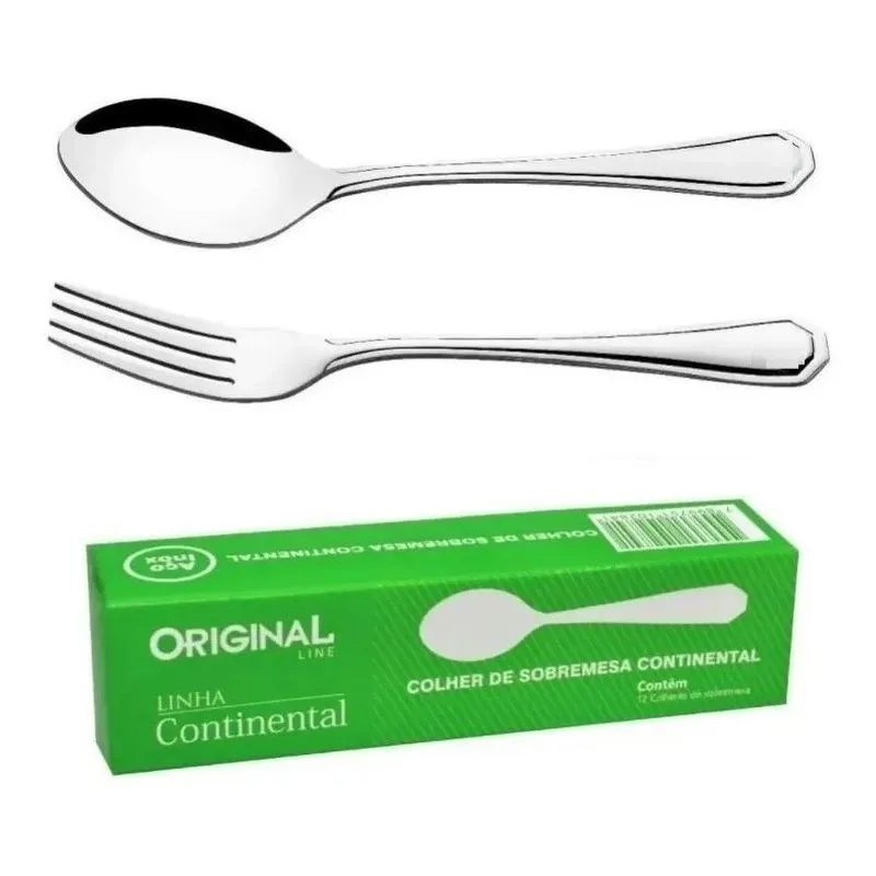Jogo Garfo Colher Inox 12 Peças Sobremesa Top