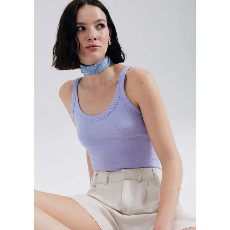Regata Básica Feminina Slim Rib - Lilás P